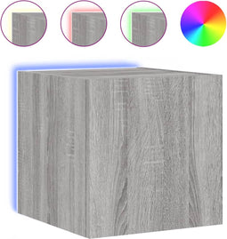 vidaXL - Tv-wandmeubel - met - LED-verlichting - 30,5x35x30 - cm - grijs - sonoma