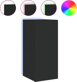 vidaXL - Tv-wandmeubel - met - LED-verlichting - 30,5x35x70 - cm - zwart