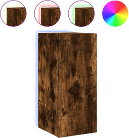 vidaXL - Tv-wandmeubel - met - LED-verlichting - 30,5x35x70 - cm - gerookt - eiken