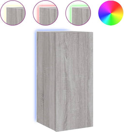 vidaXL - Tv-wandmeubel - met - LED-verlichting - 30,5x35x70 - cm - grijs - sonoma