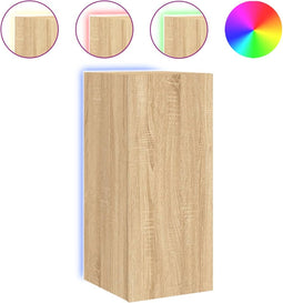 vidaXL - Tv-wandmeubel - met - LED-verlichting - 30,5x35x70 - cm - sonoma - eiken