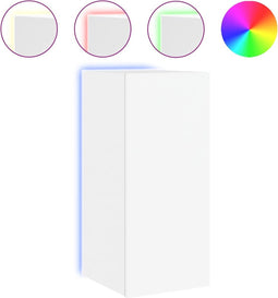 vidaXL - Tv-wandmeubel - met - LED-verlichting - 30,5x35x70 - cm - wit