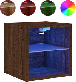 vidaXL - Tv-wandmeubel - met - LED-verlichting - 30x28,5x30 - cm - bruineikenkleur