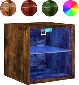 vidaXL - Tv-wandmeubel - met - LED-verlichting - 30x28,5x30 - cm - gerookt - eiken