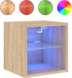 vidaXL - Tv-wandmeubel - met - LED-verlichting - 30x28,5x30 - cm - sonoma - eiken