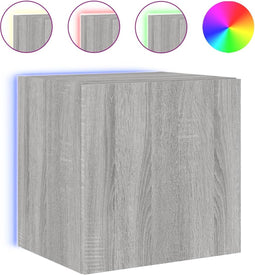 vidaXL - Tv-wandmeubel - met - LED-verlichting - 40,5x35x40 - cm - grijs - sonoma