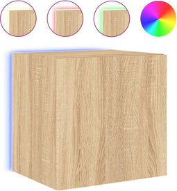 vidaXL - Tv-wandmeubel - met - LED-verlichting - 40,5x35x40 - cm - sonoma - eiken