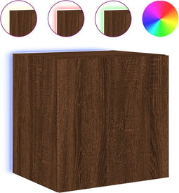 vidaXL - Tv-wandmeubel - met - LED-verlichting - 40,5x35x40 - cm - bruineikenkleur