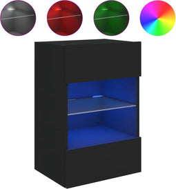 vidaXL - Tv-wandmeubel - met - LED-verlichting - 40x30x60,5 - cm - zwart
