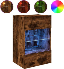 vidaXL - Tv-wandmeubel - met - LED-verlichting - 40x30x60,5 - cm - gerookt - eiken