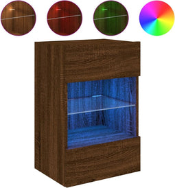 vidaXL - Tv-wandmeubel - met - LED-verlichting - 40x30x60,5 - cm - bruineikenkleur