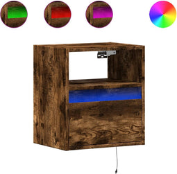 vidaXL - Tv-wandmeubel - met - LED-verlichting - 41x31x45 - cm - gerookt - eiken