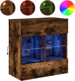 vidaXL - Tv-wandmeubel - met - LED-verlichting - 58,5x30x60,5 - cm - gerookt - eiken