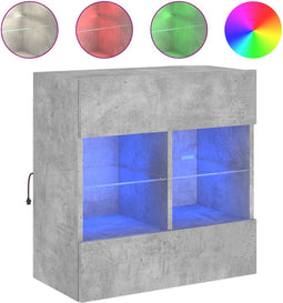 vidaXL - Tv-wandmeubel - met - LED-verlichting - 58,5x30x60,5 - cm - betongrijs