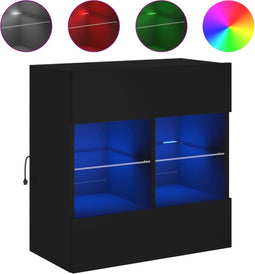 vidaXL - Tv-wandmeubel - met - LED-verlichting - 58,5x30x60,5 - cm - zwart