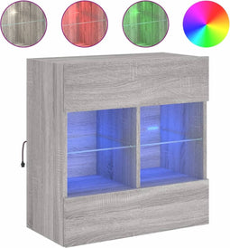 vidaXL - Tv-wandmeubel - met - LED-verlichting - 58,5x30x60,5 - cm - grijs - sonoma