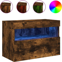 vidaXL - Tv-wandmeubel - met - LED-verlichting - 60x30x40 - cm - gerookt - eiken