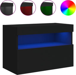 vidaXL - Tv-wandmeubel - met - LED-verlichting - 60x30x40 - cm - zwart