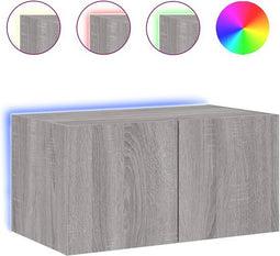 vidaXL - Tv-wandmeubel - met - LED-verlichting - 60x35x31 - cm - grijs - sonoma