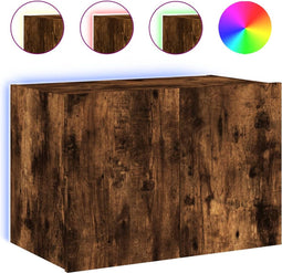 vidaXL - Tv-wandmeubel - met - LED-verlichting - 60x35x41 - cm - gerookt - eiken