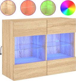 vidaXL - Tv-wandmeubel - met - LED-verlichting - 78,5x30x60,5 - cm - sonoma - eiken