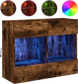 vidaXL - Tv-wandmeubel - met - LED-verlichting - 78,5x30x60,5 - cm - gerookt - eiken