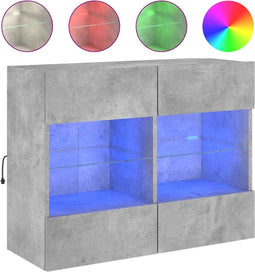 vidaXL - Tv-wandmeubel - met - LED-verlichting - 78,5x30x60,5 - cm - betongrijs