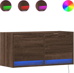 vidaXL - Tv-wandmeubel - met - LED-verlichting - 80x31x35 - cm - bruin - eikenkleur