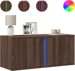 vidaXL - Tv-wandmeubel - met - LED-verlichting - 80x31x35 - cm - bruin - eikenkleur