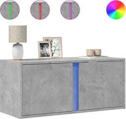 vidaXL - Tv-wandmeubel - met - LED-verlichting - 80x31x35 - cm - betongrijs