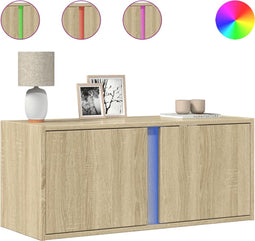 vidaXL - Tv-wandmeubel - met - LED-verlichting - 80x31x35 - cm - sonoma - eikenkleur