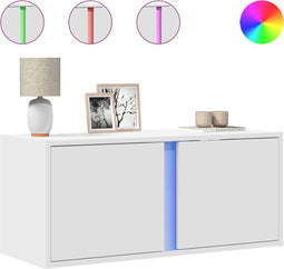 vidaXL - Tv-wandmeubel - met - LED-verlichting - 80x31x35 - cm - wit