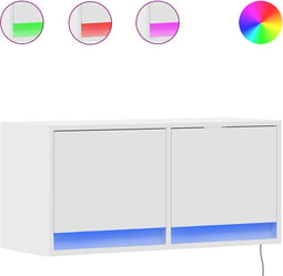 vidaXL - Tv-wandmeubel - met - LED-verlichting - 80x31x35 - cm - wit