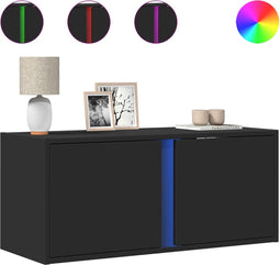 vidaXL - Tv-wandmeubel - met - LED-verlichting - 80x31x35 - cm - zwart