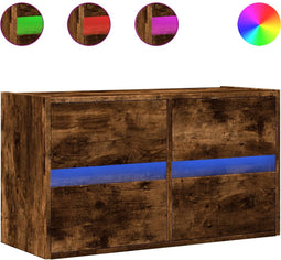 vidaXL - Tv-wandmeubel - met - LED-verlichting - 80x31x45 - cm - gerookt - eiken