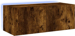 vidaXL - Tv-wandmeubel - met - LED-verlichting - 80x35x31 - cm - gerookt - eiken