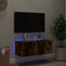 vidaXL - Tv-wandmeubel - met - LED-verlichting - 80x35x31 - cm - gerookt - eiken