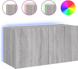 vidaXL - Tv-wandmeubel - met - LED-verlichting - 80x35x41 - cm - grijs - sonoma