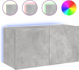 vidaXL - Tv-wandmeubel - met - LED-verlichting - 80x35x41 - cm - betongrijs
