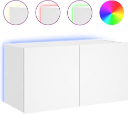 vidaXL - Tv-wandmeubel - met - LED-verlichting - 80x35x41 - cm - wit