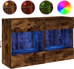 vidaXL - Tv-wandmeubel - met - LED-verlichting - 98,5x30x60,5 - cm - gerookt - eiken