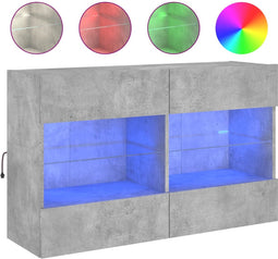 vidaXL - Tv-wandmeubel - met - LED-verlichting - 98,5x30x60,5 - cm - betongrijs