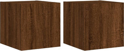 vidaXL - Tv-wandmeubelen - met - LED - 2 - st - 30,5x35x30 - cm - bruin - eikenkleur