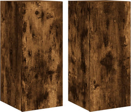 vidaXL - Tv-wandmeubelen - met - LED - 2 - st - 30,5x35x70 - cm - gerookt - eikenkleurig
