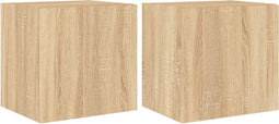 vidaXL - Tv-wandmeubelen - met - LED - 2 - st - 40,5x35x40 - cm - sonoma - eikenkleurig