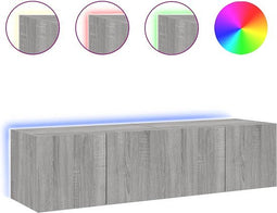 vidaXL - Tv-wandmeubelen - met - LED - 2 - st - 60x35x31 - cm - grijs - sonoma - eiken