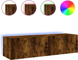 vidaXL - Tv-wandmeubelen - met - LED - 2 - st - 60x35x31 - cm - gerookt - eikenkleurig