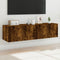 vidaXL - Tv-wandmeubelen - met - LED - 2 - st - 60x35x31 - cm - gerookt - eikenkleurig