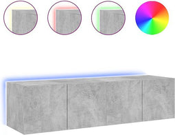 vidaXL - Tv-wandmeubelen - met - LED-verlichting - 2 - st - 60x35x31 - cm - betongrijs
