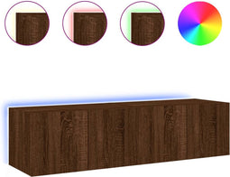 vidaXL - Tv-wandmeubelen - met - LED-verlichting - 2 - st - 60x35x31 - cm - bruineiken